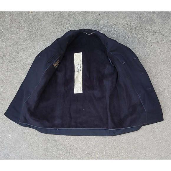 Vtg US Naval Academy Double-Breasted Wool Pea Coat Gold Buttons - Picture 3 of 10